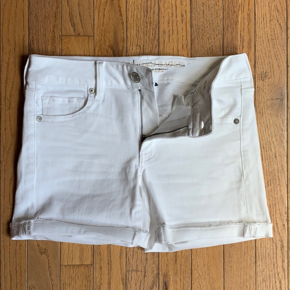 American Eagle white jean shorts